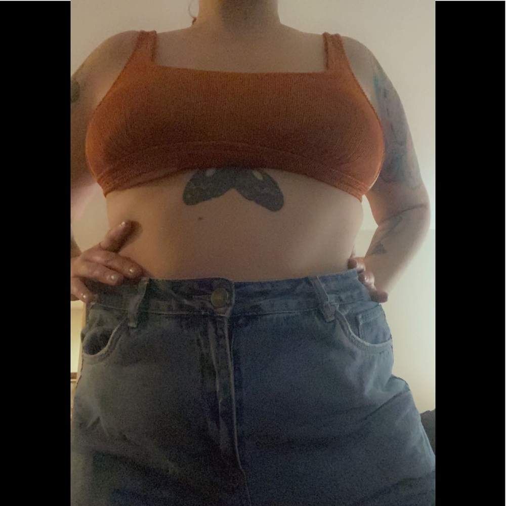 Orange and gold swim top/sports bra(what I used it for)